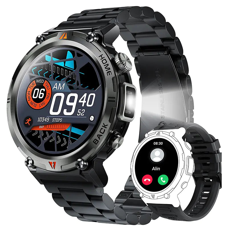 LED Flashlight and Bluetooth Smart Watch 145 Screen